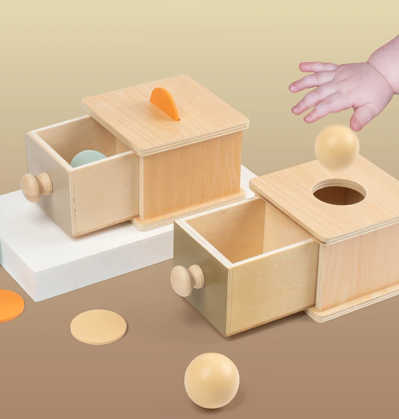 Baby Early Learning Montessori Toys Gift Wooden Rolling Ball Drum Listening Exercise Color Cognition Hand-eye Coordination Train