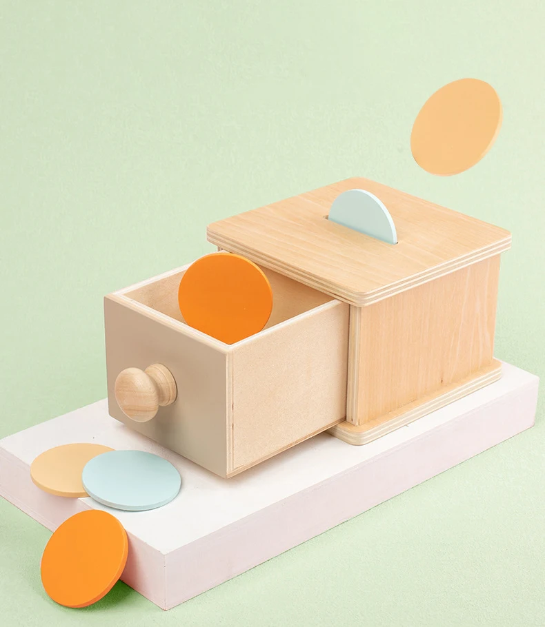 Baby Early Learning Montessori Toys Gift Wooden Rolling Ball Drum Listening Exercise Color Cognition Hand-eye Coordination Train