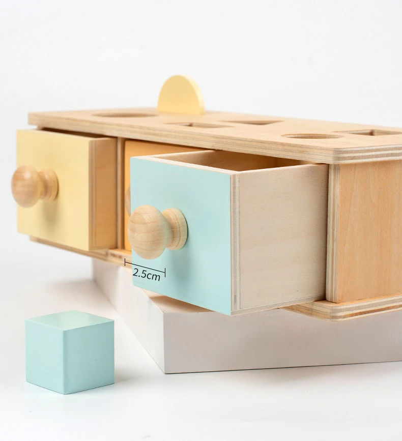 Baby Early Learning Montessori Toys Gift Wooden Rolling Ball Drum Listening Exercise Color Cognition Hand-eye Coordination Train