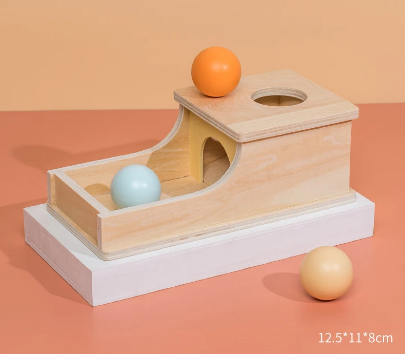 Baby Early Learning Montessori Toys Gift Wooden Rolling Ball Drum Listening Exercise Color Cognition Hand-eye Coordination Train
