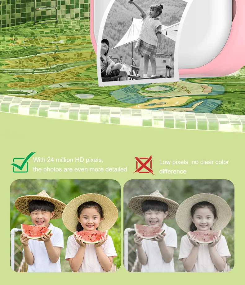 Children Thermal Print Camera Toy Wireless Bluetooth Inkless Instant Print Photo Note Camera Kids Early Education Study Toy Gift