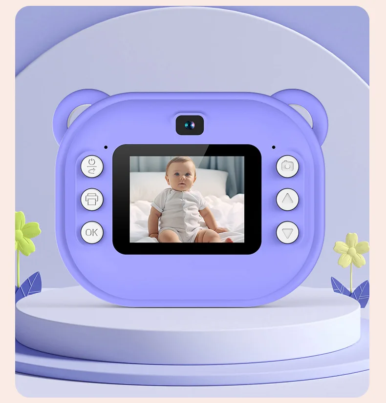 Children Thermal Print Camera Toy Wireless Bluetooth Inkless Instant Print Photo Note Camera Kids Early Education Study Toy Gift