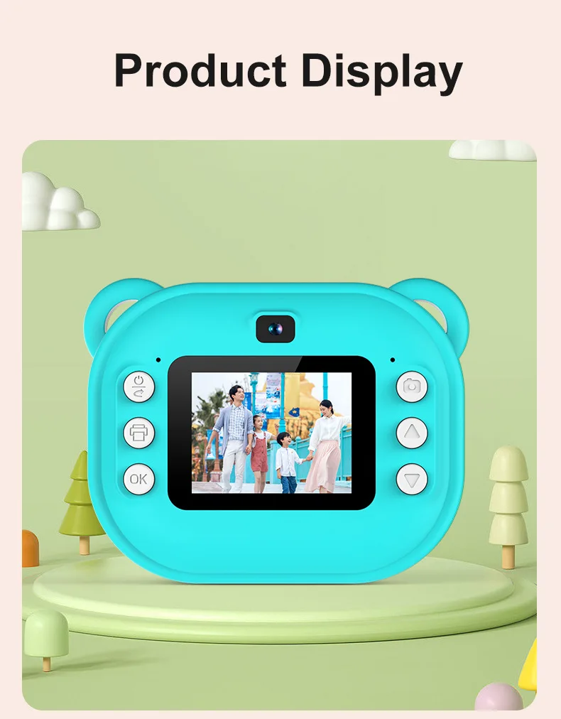 Children Thermal Print Camera Toy Wireless Bluetooth Inkless Instant Print Photo Note Camera Kids Early Education Study Toy Gift