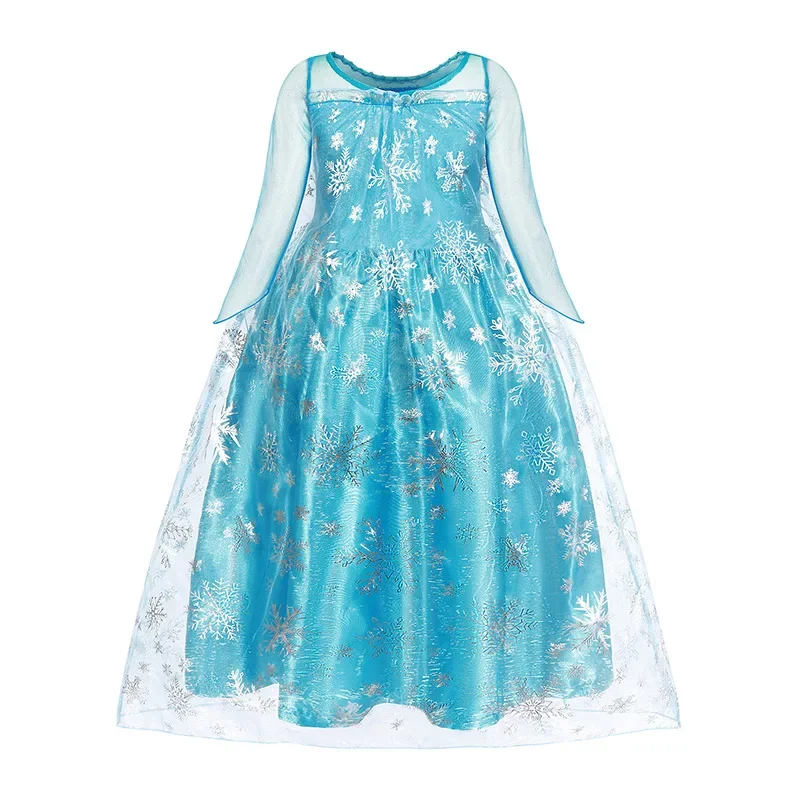 Disney Kids Girls Cosplay Frozen Elsa Anna Princess Dress Girl Mesh Ball Gown Carnival Birthday Clothes Snow Queen Elsa Costume