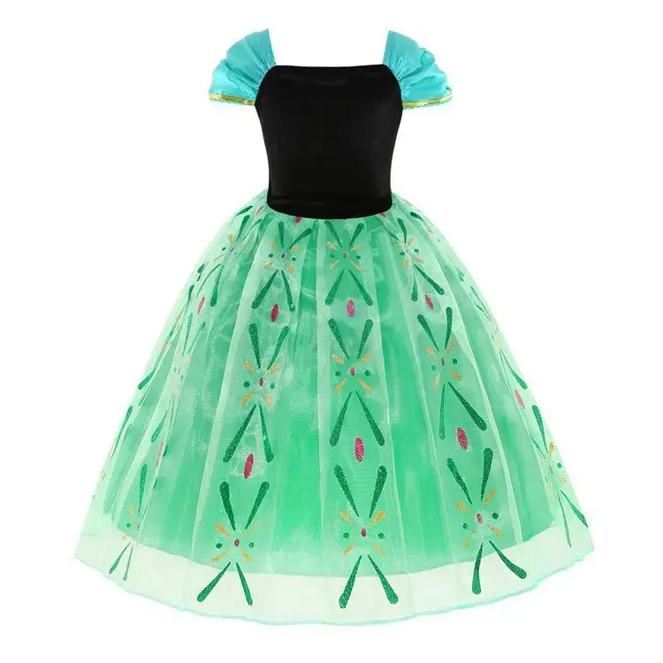 Disney Kids Girls Cosplay Frozen Elsa Anna Princess Dress Girl Mesh Ball Gown Carnival Birthday Clothes Snow Queen Elsa Costume
