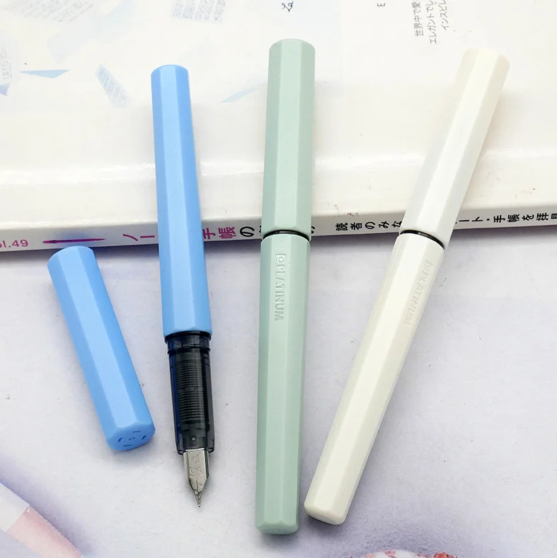 Japan Platinum upgraded frosted small meteor fountain pen octagonal slip seal gas cap a water stationery