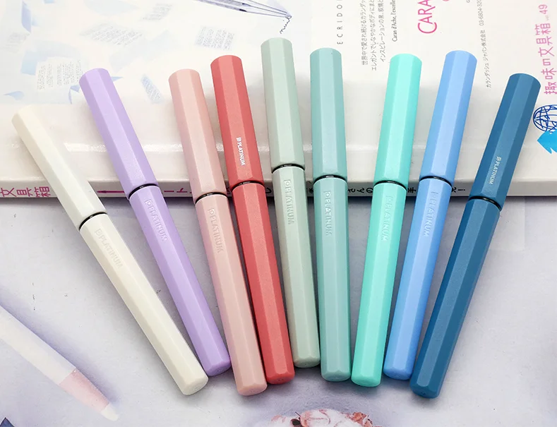 Japan Platinum upgraded frosted small meteor fountain pen octagonal slip seal gas cap a water stationery