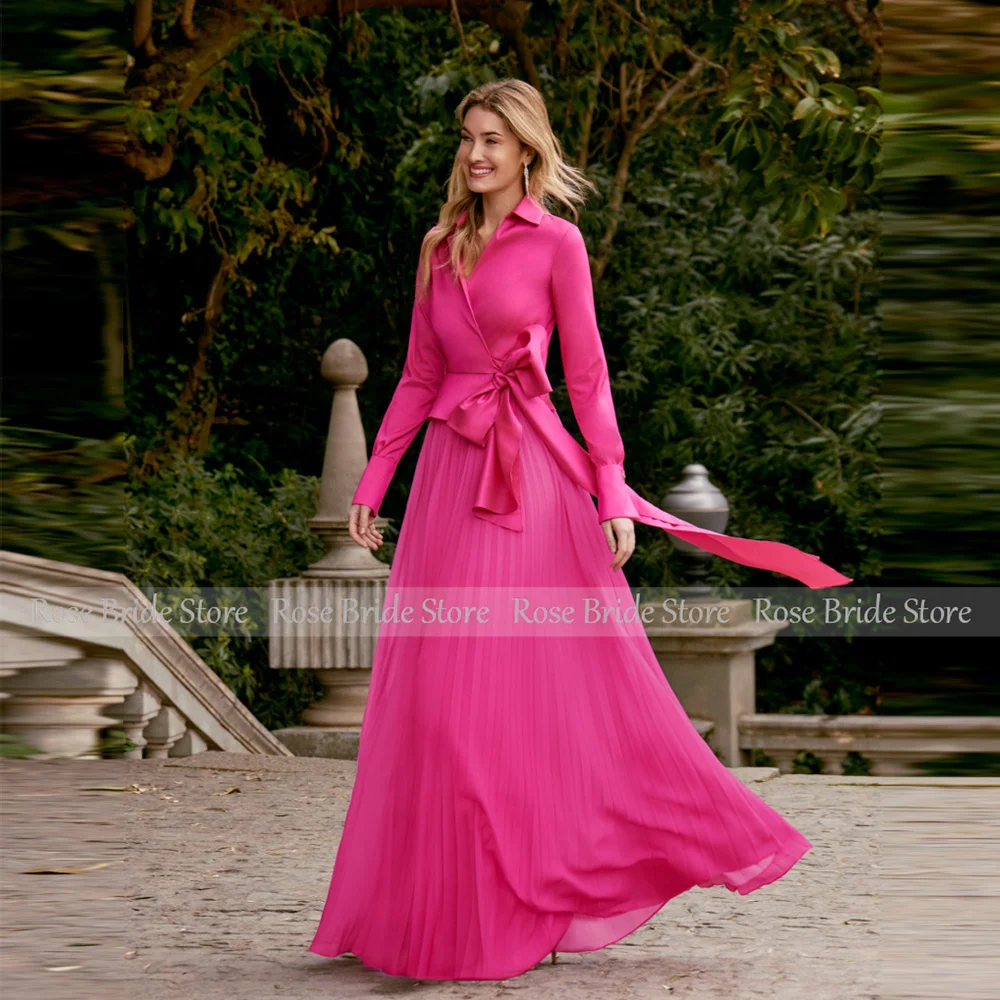 Elegant Satin Bow Birthday Party Dresses Dresses Long A-line V-neck Bespoke Occasion Gown Gowns for Women 2024 Bride