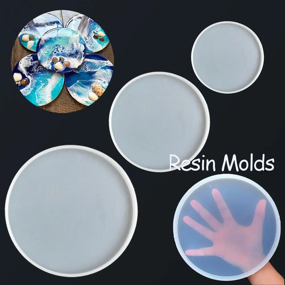 Transparent Fluid Arts Round Coaster Resin Casting Molds Silicone Epoxy Jewelry Pendant Agate Making Mould Tool DIY Accessories
