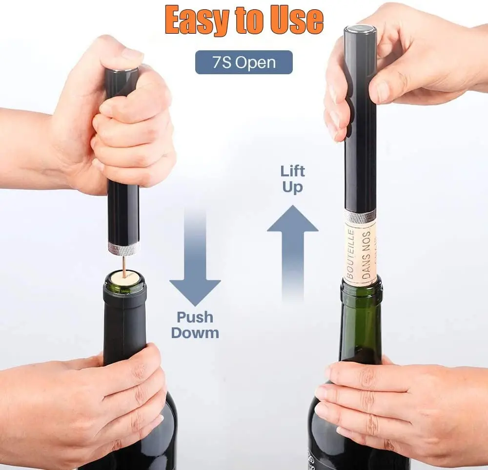 Newest Air Pressure Pump Wine Bottle Opener Portable Stainless Steel Pin Easy Cork Remover Corkscrew for Home Party Wine Lovers