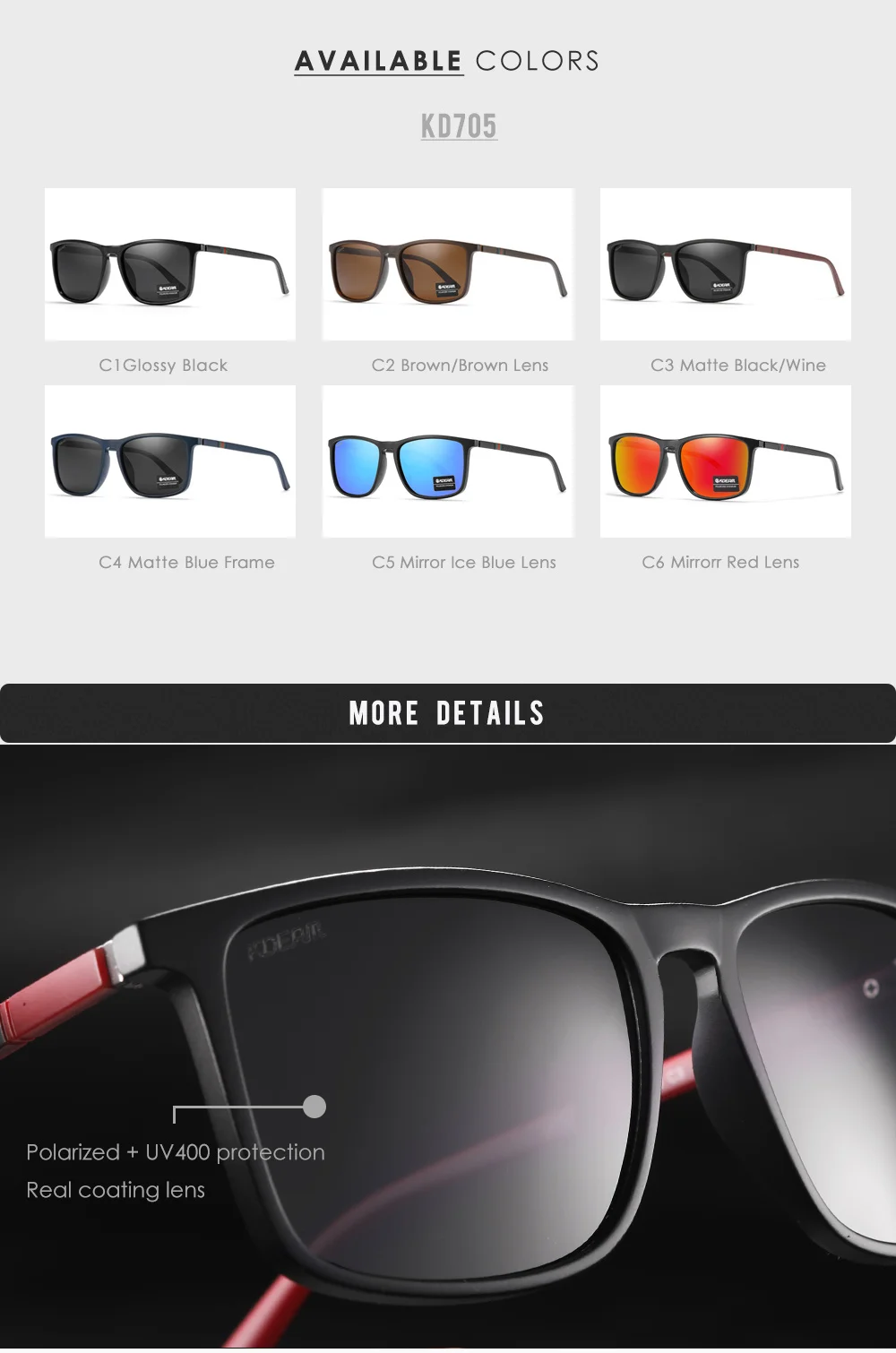 KDEAM Ultralight Fishing Sunglasses Polarized Men's Driving Sun Glasses Travel Luxury Female Sunglass With Carrying Case