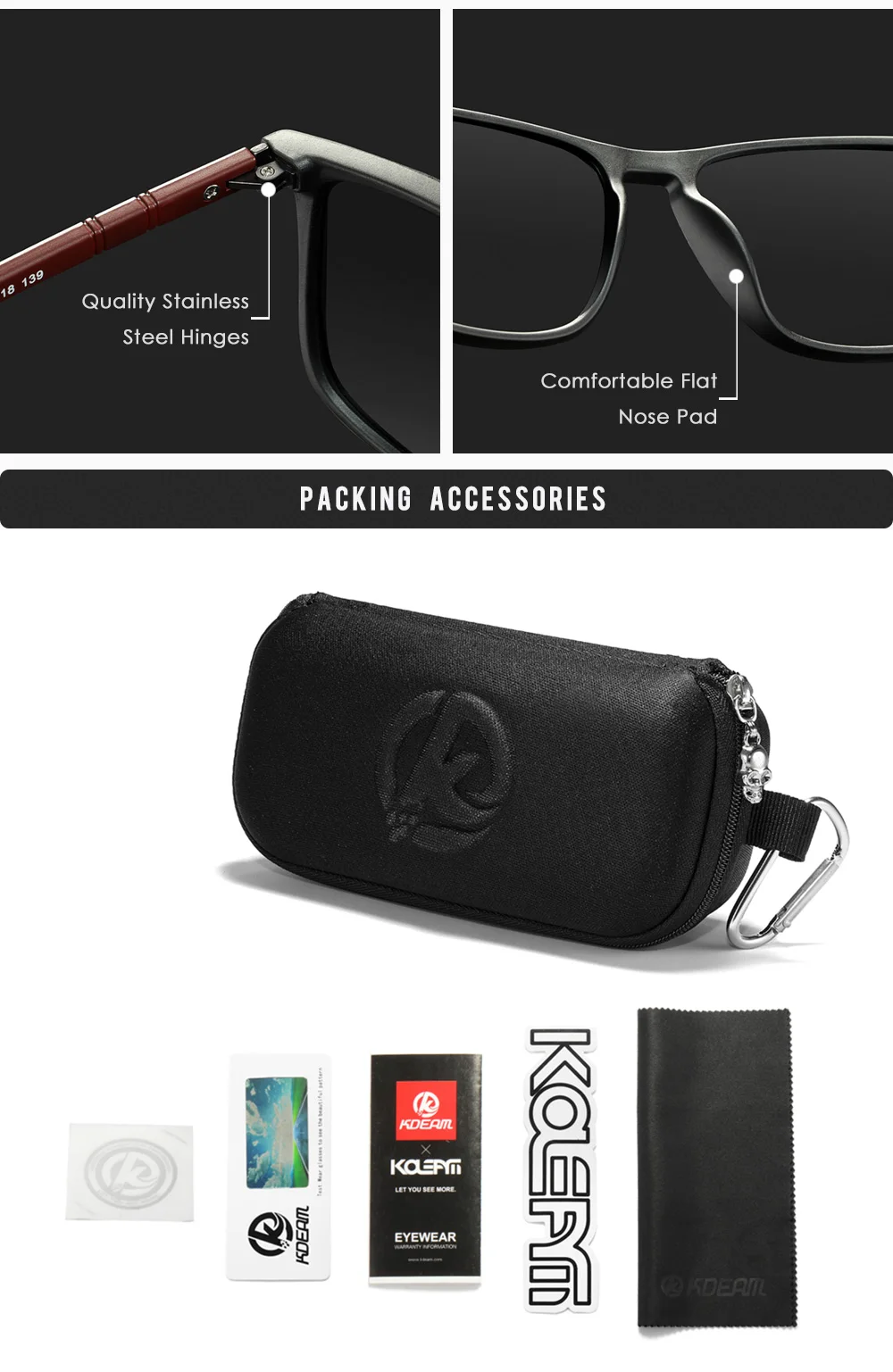 KDEAM Ultralight Fishing Sunglasses Polarized Men's Driving Sun Glasses Travel Luxury Female Sunglass With Carrying Case