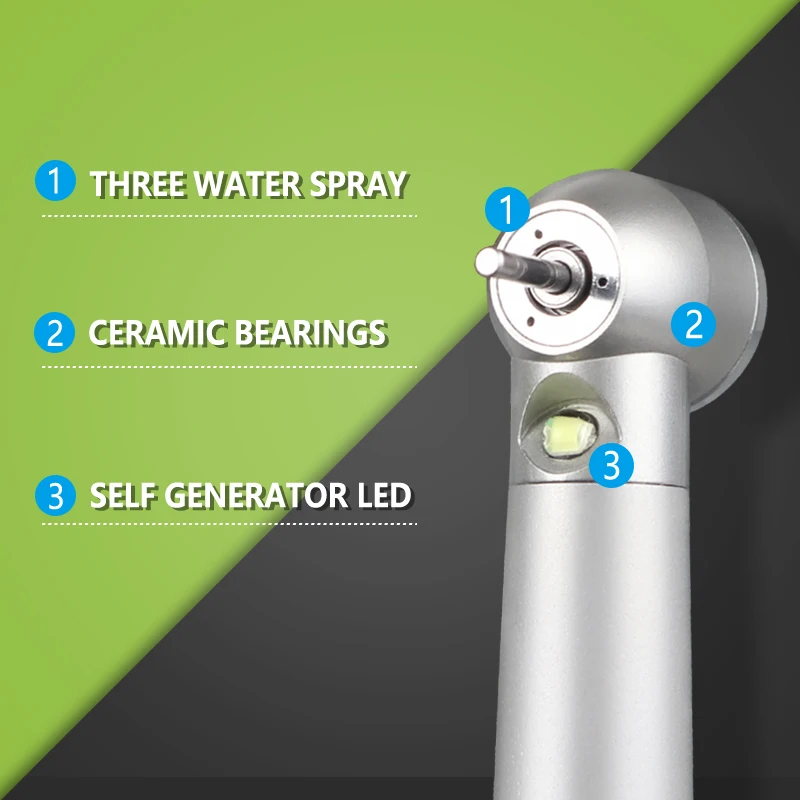 Dental LED High Speed Handpiece Dentist Tips Teach Model E-Generator Rotation Turbine Dentistry Push Button Triple Water Spray