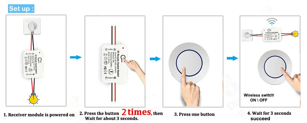 RF 433 Mhz Wireless Light Switch Push Button Wall Switch DC 12V 24V 36V 10A Radio Transmitter Remote ON OFF Led Electric Door