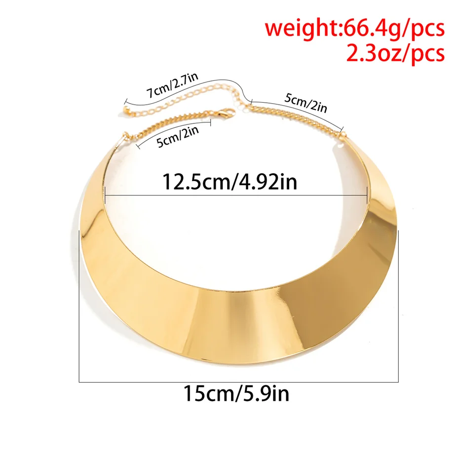 Exaggerated Chunky Metal Wire Torques Choker Necklace Women Collar Punk Gold Color Wide Smooth Chain Jewelry Bijoux Steampunk