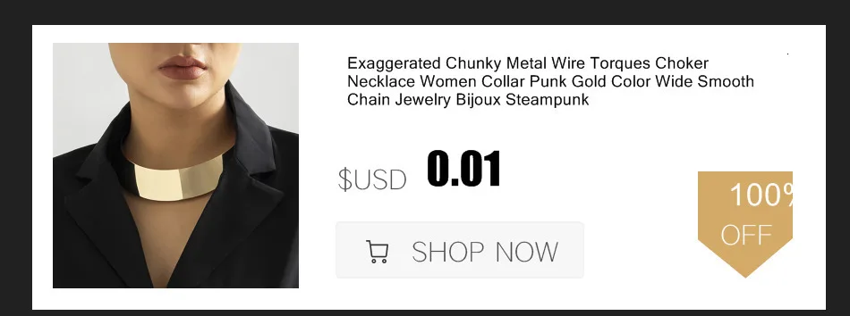 Exaggerated Chunky Metal Wire Torques Choker Necklace Women Collar Punk Gold Color Wide Smooth Chain Jewelry Bijoux Steampunk