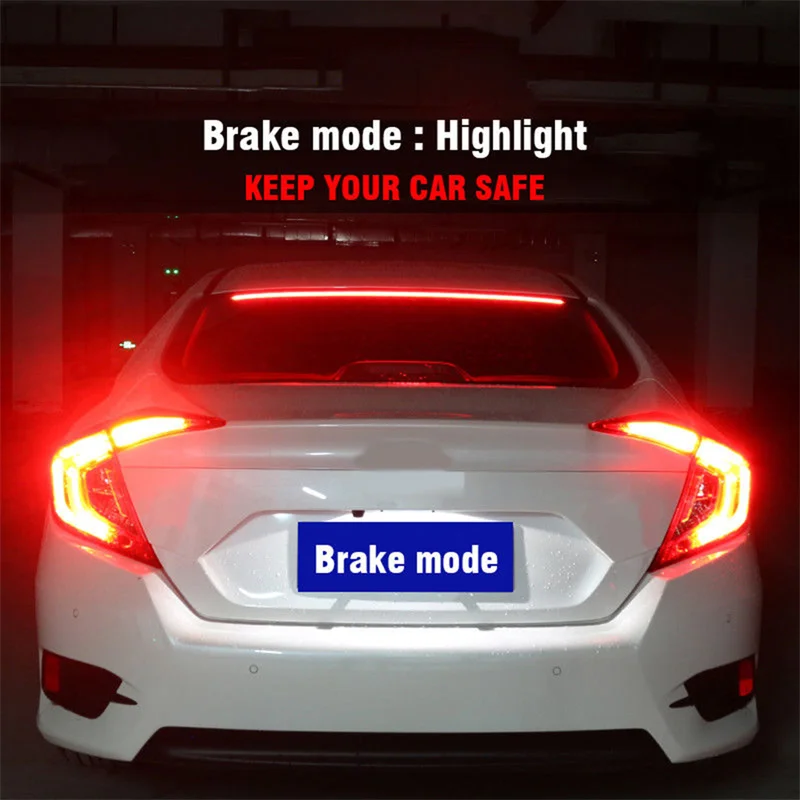 100cm Car Rear Third Brake Light LED Strip Multi-mode Warning Lights LED Decorative Lights Turn Signal Flexible Stop Lamp Bar