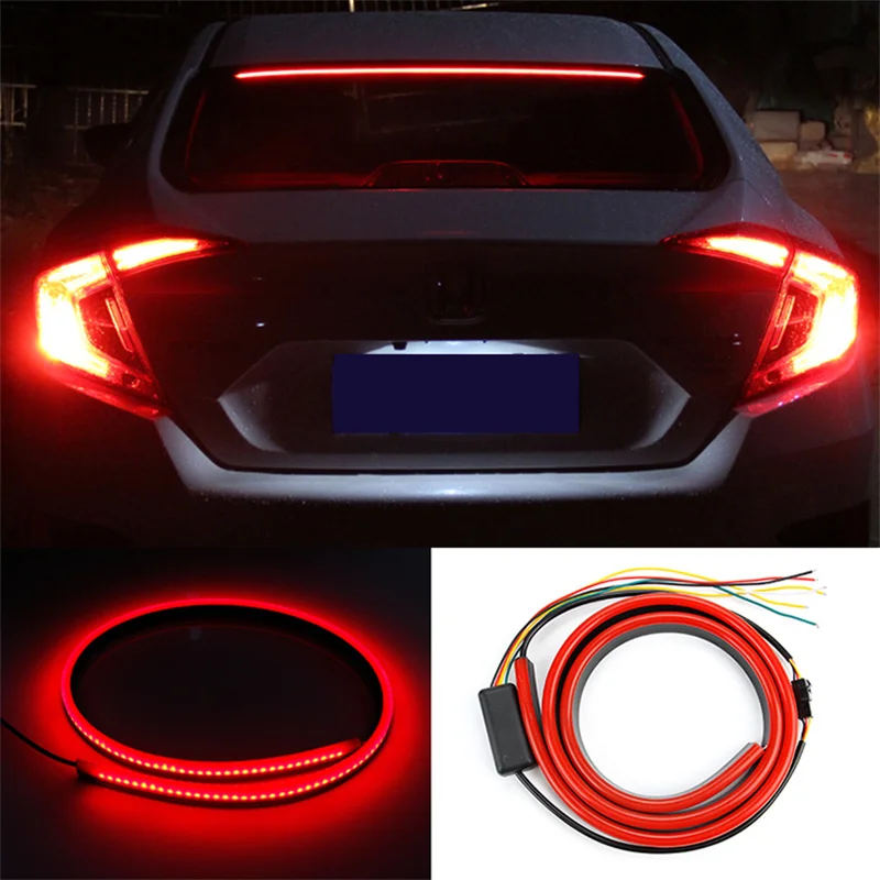100cm Car Rear Third Brake Light LED Strip Multi-mode Warning Lights LED Decorative Lights Turn Signal Flexible Stop Lamp Bar