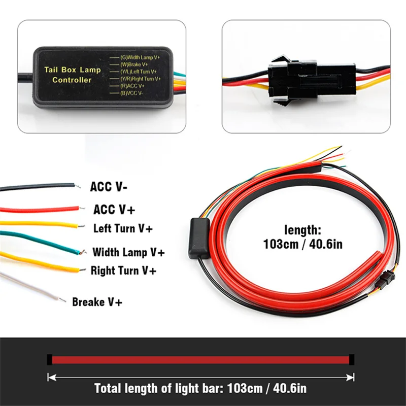 100cm Car Rear Third Brake Light LED Strip Multi-mode Warning Lights LED Decorative Lights Turn Signal Flexible Stop Lamp Bar