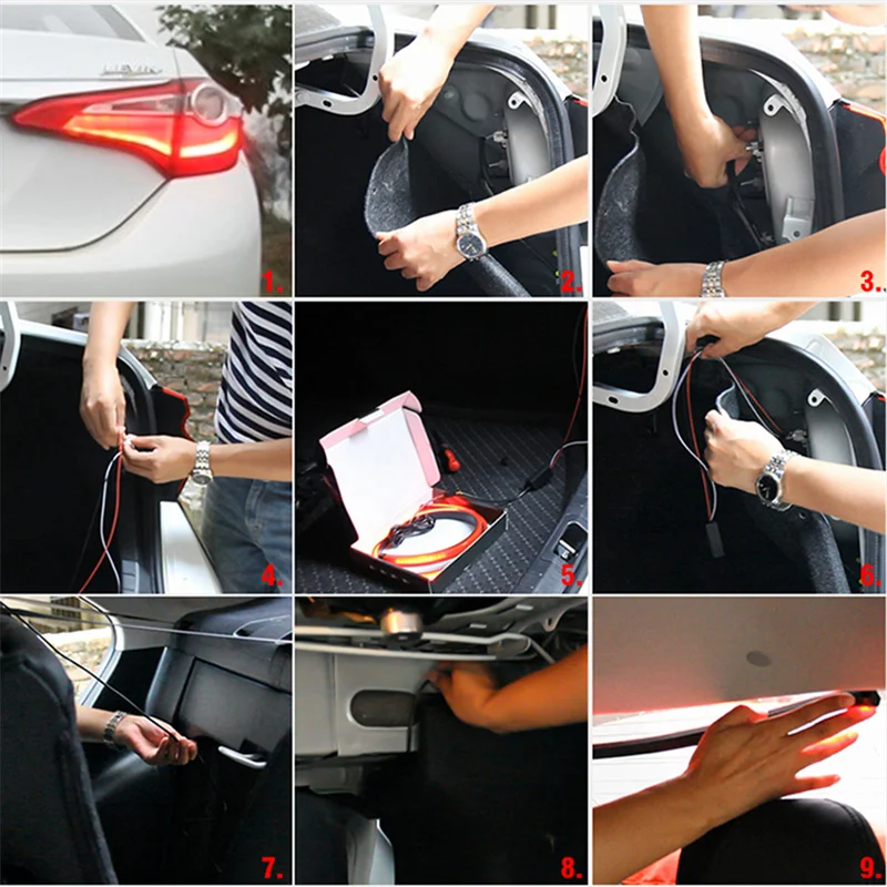 100cm Car Rear Third Brake Light LED Strip Multi-mode Warning Lights LED Decorative Lights Turn Signal Flexible Stop Lamp Bar