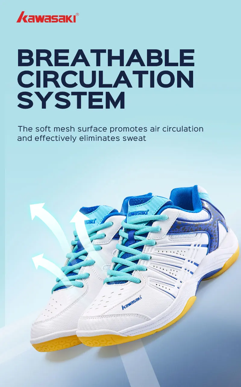 Kawasaki New Badminton Shoes Sneakers Mens Tennis Breathable Anti-Slippery Sport Shoes for Men Women K-065D