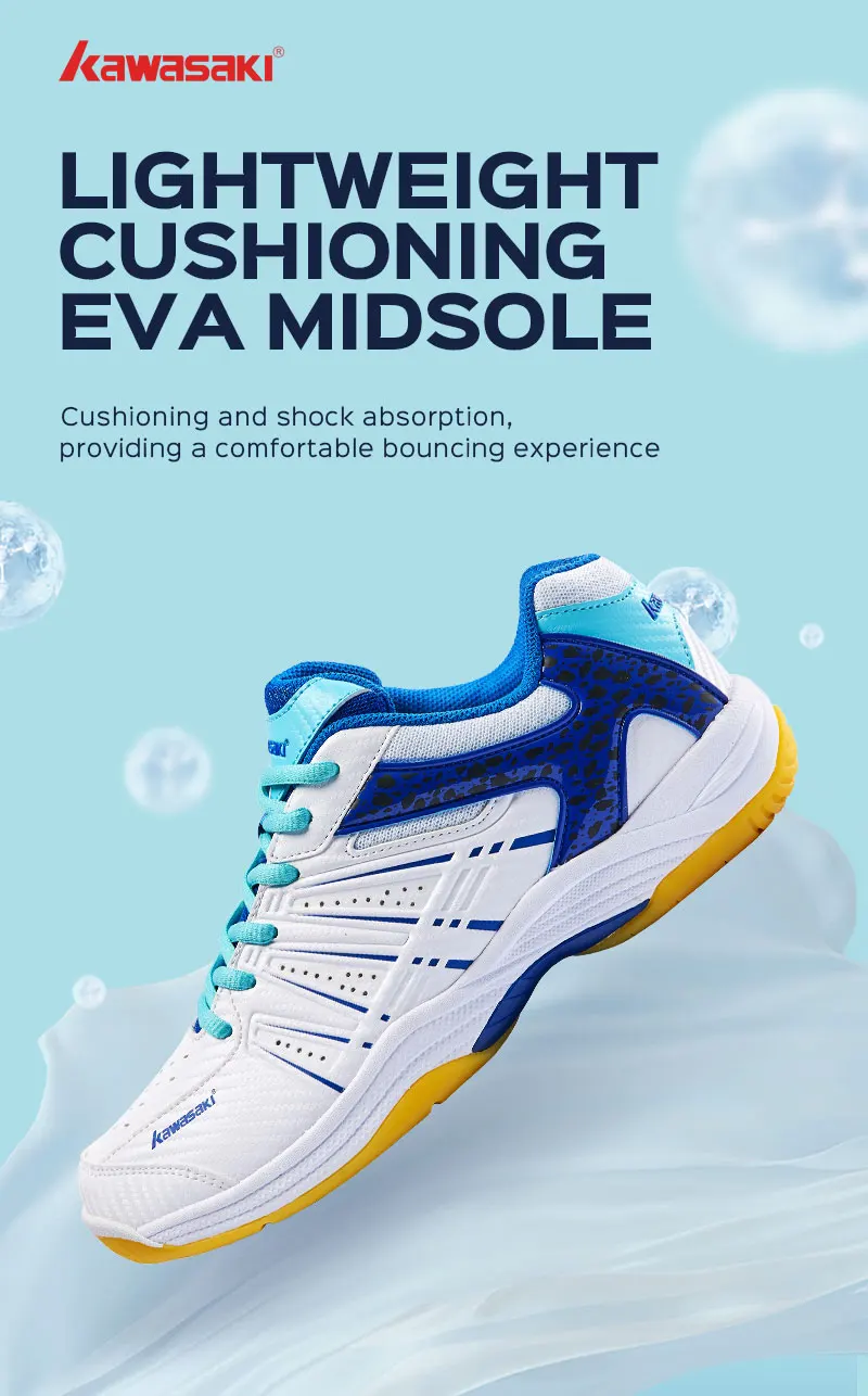 Kawasaki New Badminton Shoes Sneakers Mens Tennis Breathable Anti-Slippery Sport Shoes for Men Women K-065D