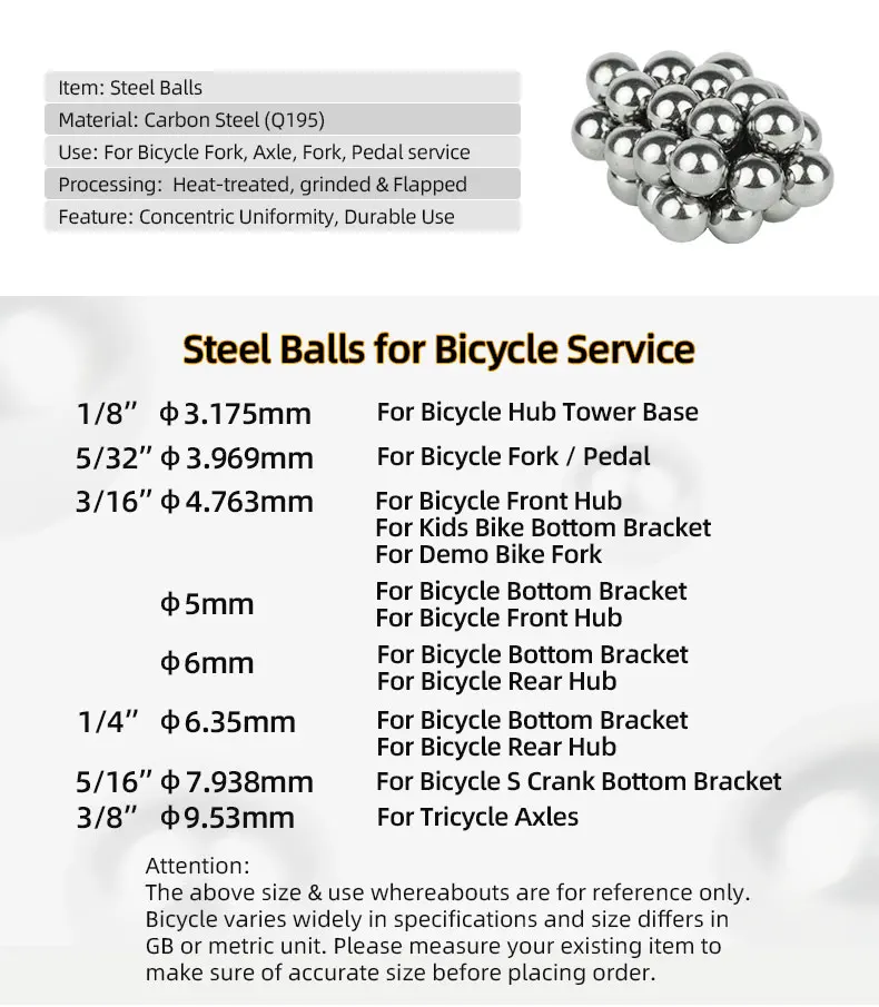 Bicycle Carbon Steel Loose Ball Bearing for Bottom Bracket Hub Headset Use MTB Road Bike Accessories 144/20pcs