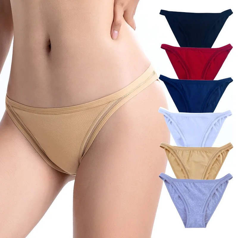 3Pcs/set Women Cotton Panties Female Mesh Underpants Solid Color Bikini Briefs Underwear Ladies Sexy Panty Girls Lingerie