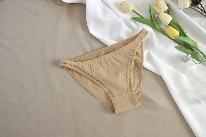 3Pcs/set Women Cotton Panties Female Mesh Underpants Solid Color Bikini Briefs Underwear Ladies Sexy Panty Girls Lingerie