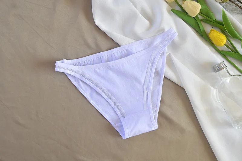3Pcs/set Women Cotton Panties Female Mesh Underpants Solid Color Bikini Briefs Underwear Ladies Sexy Panty Girls Lingerie
