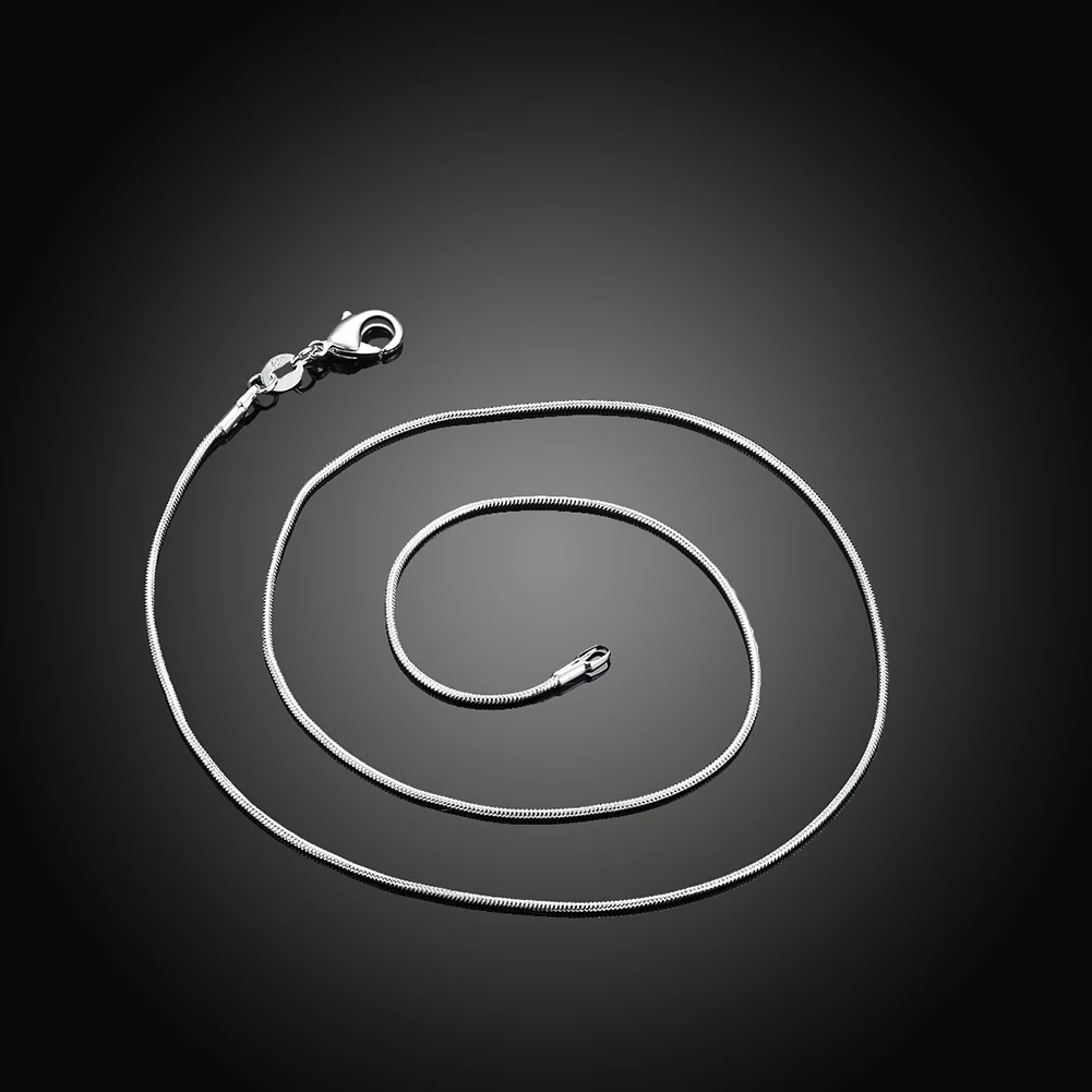 10pcs wholesale 925 sterling silver 1MM snake chain necklace for women man 16-30inches fashion party wedding Jewelry gifts