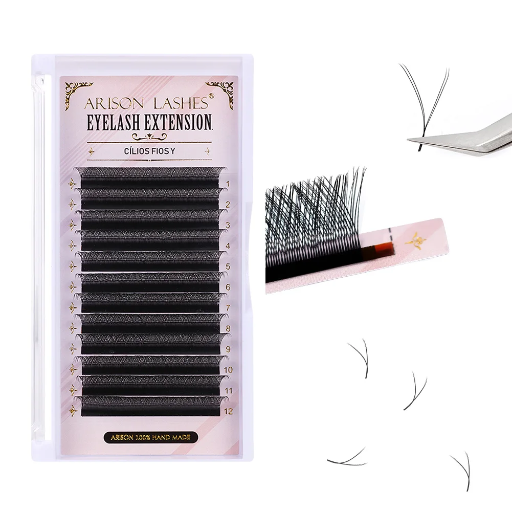 ARISON Black YY Eyelashes Extension Double Tips Lashes Cilios Y Premade Volume YY Shape EyeLash Grafting Extension Split Tip