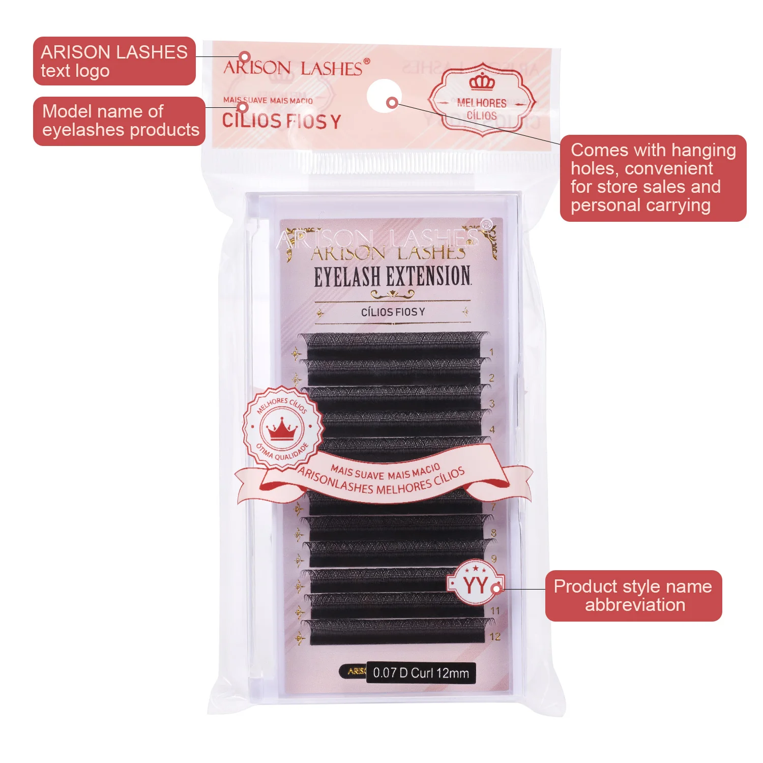 ARISON Black YY Eyelashes Extension Double Tips Lashes Cilios Y Premade Volume YY Shape EyeLash Grafting Extension Split Tip