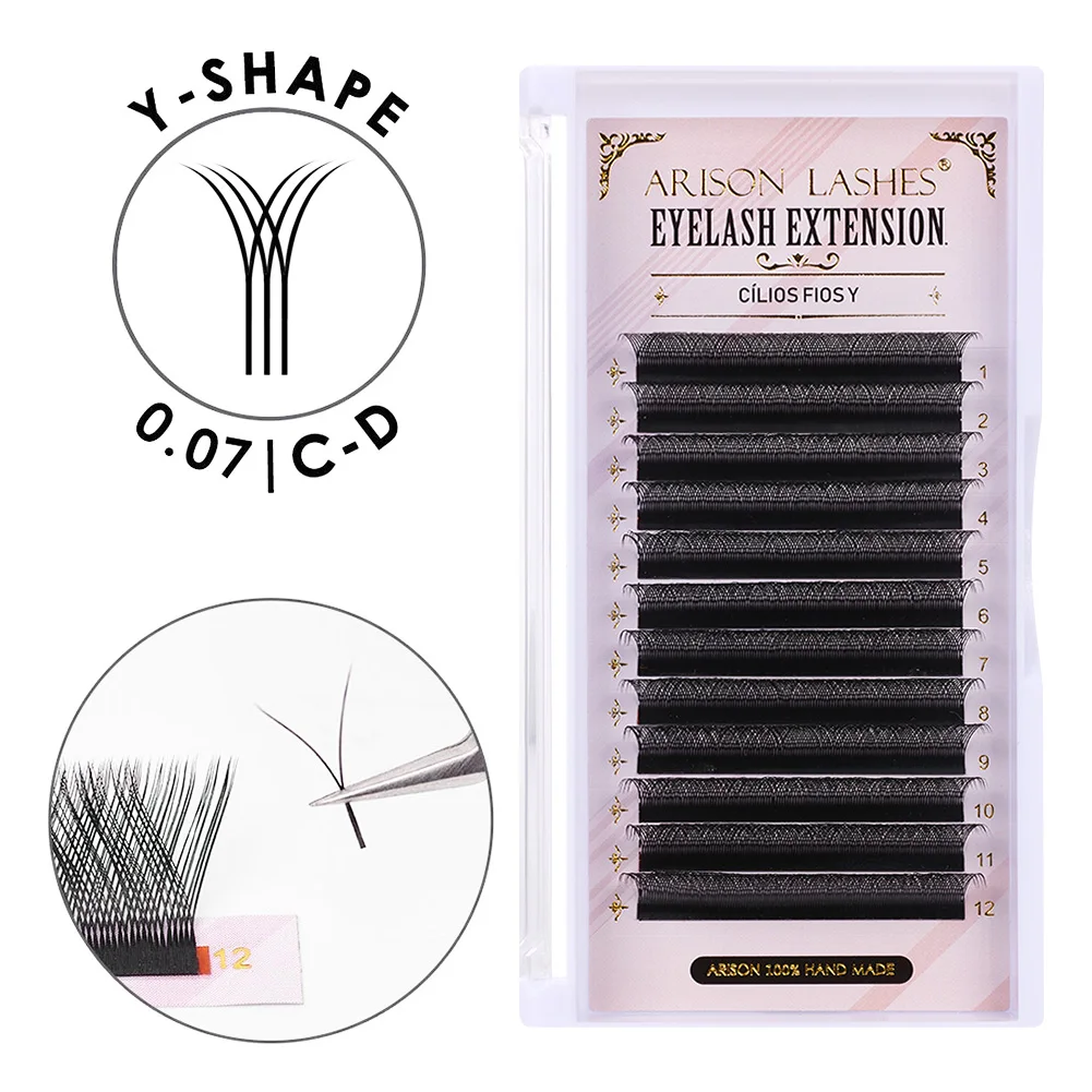 ARISON Black YY Eyelashes Extension Double Tips Lashes Cilios Y Premade Volume YY Shape EyeLash Grafting Extension Split Tip