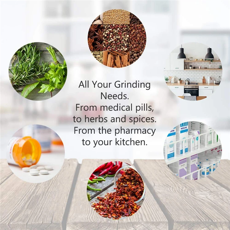 LMETJMA Stainless Steel Spice Grinder With Mortar and Pestle Herbs Spice Grinder Bowl Seasoning Mill Pill Crusher KC0245