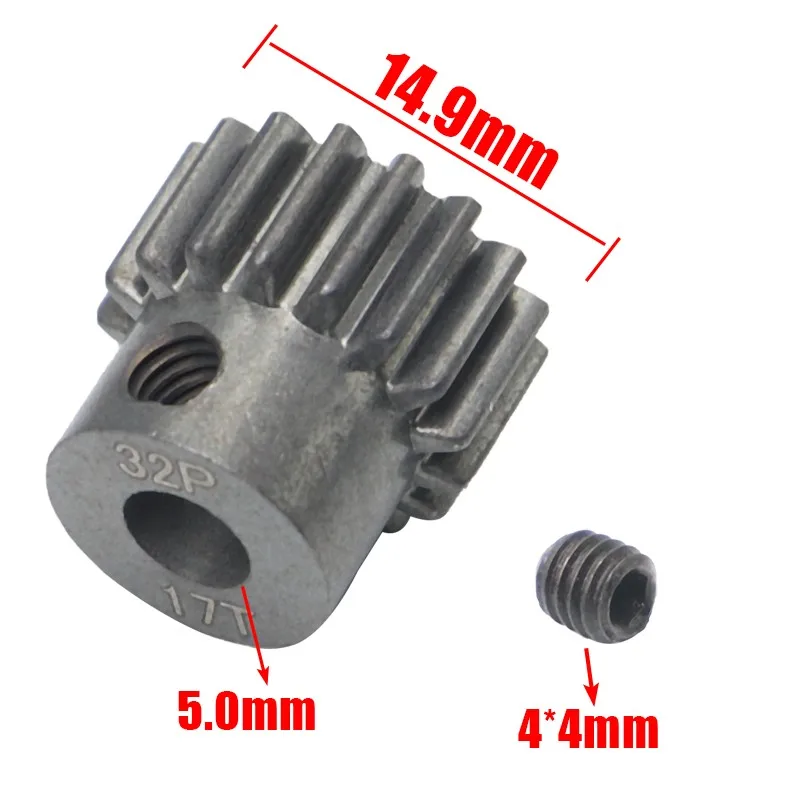 AJRC 32P M0.8 5mm 13T 14T 15T 16T 17T 18T 19T 20T 21T Black Steel Metal Pinion Motor Gear For 1/10 Slash TRX4 Rc Model Car Motor
