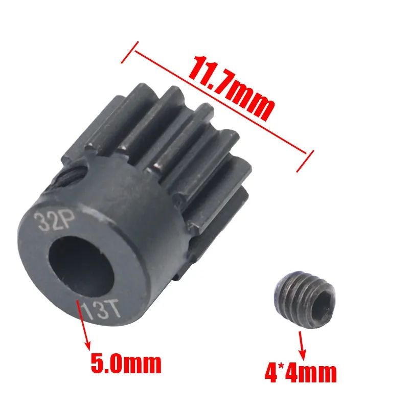 AJRC 32P M0.8 5mm 13T 14T 15T 16T 17T 18T 19T 20T 21T Black Steel Metal Pinion Motor Gear For 1/10 Slash TRX4 Rc Model Car Motor