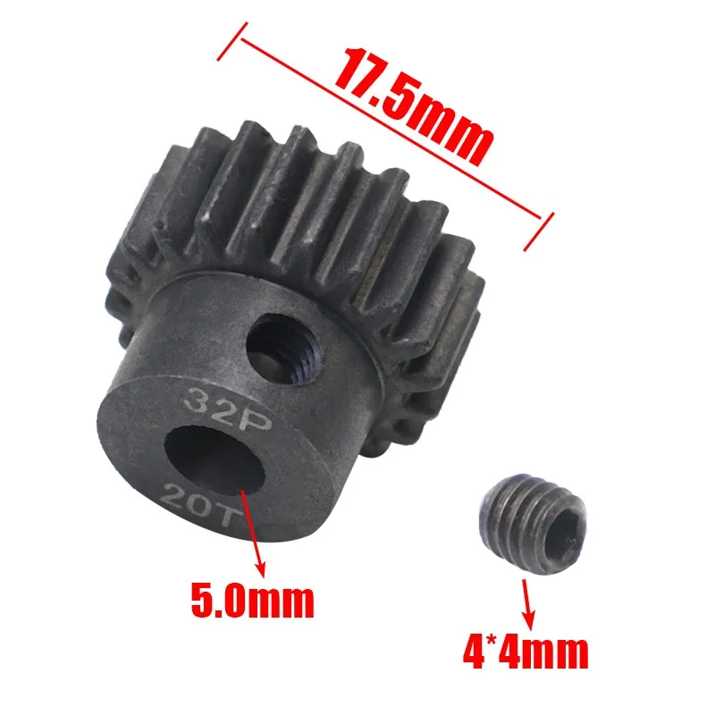 AJRC 32P M0.8 5mm 13T 14T 15T 16T 17T 18T 19T 20T 21T Black Steel Metal Pinion Motor Gear For 1/10 Slash TRX4 Rc Model Car Motor