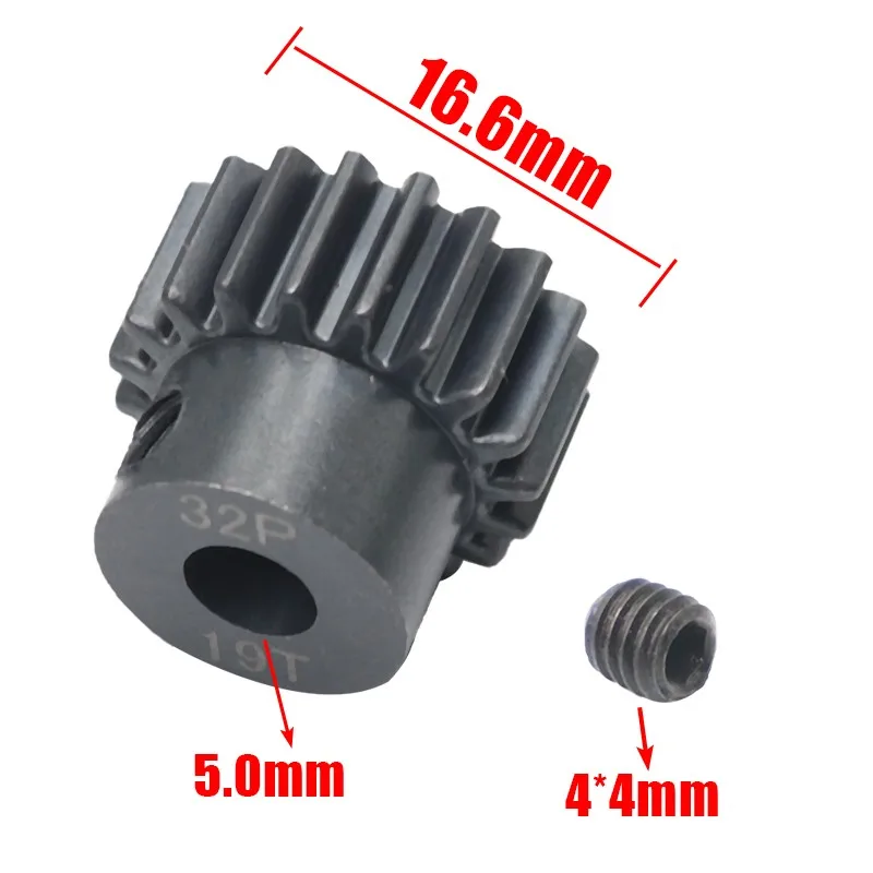 AJRC 32P M0.8 5mm 13T 14T 15T 16T 17T 18T 19T 20T 21T Black Steel Metal Pinion Motor Gear For 1/10 Slash TRX4 Rc Model Car Motor