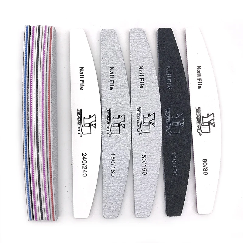5Pcs Nail File Set Mix Color Professional Sandpaper Cuticle Remover 80/100/150/180/240 Grit Buffer Manicure Tool Kit