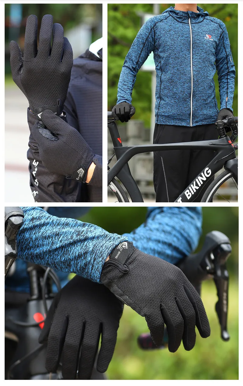 WEST BIKING Summer Cycling Gloves Full Finger MTB Bike Gloves Touch Screen Non Slip Silicone Palm Driving Riding Gloves