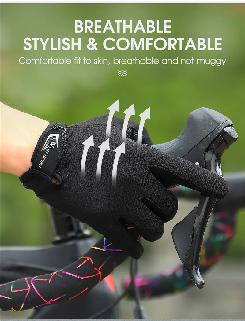 WEST BIKING Summer Cycling Gloves Full Finger MTB Bike Gloves Touch Screen Non Slip Silicone Palm Driving Riding Gloves