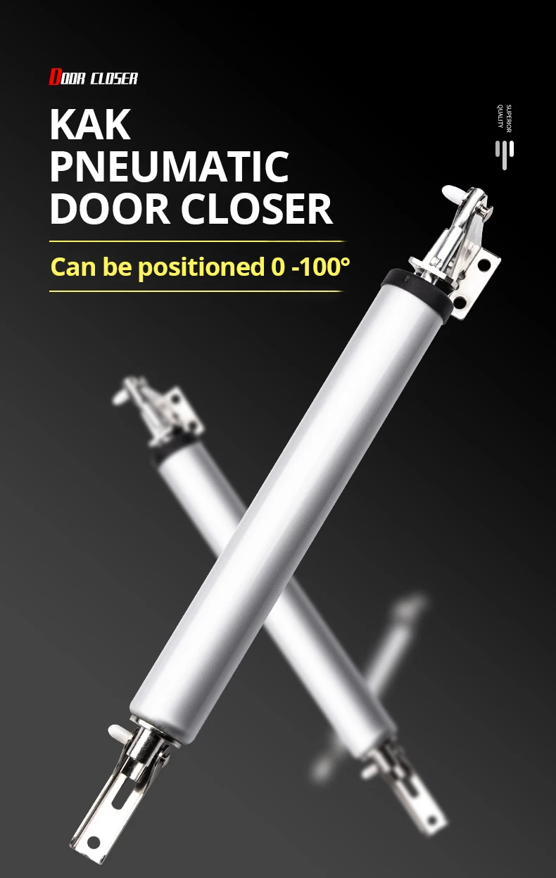 KAK Soft Closing Automatic Door Closer 35KG Pneumatic Adjustable Speed Positioning Door Stop Protective Door Holder Hardware