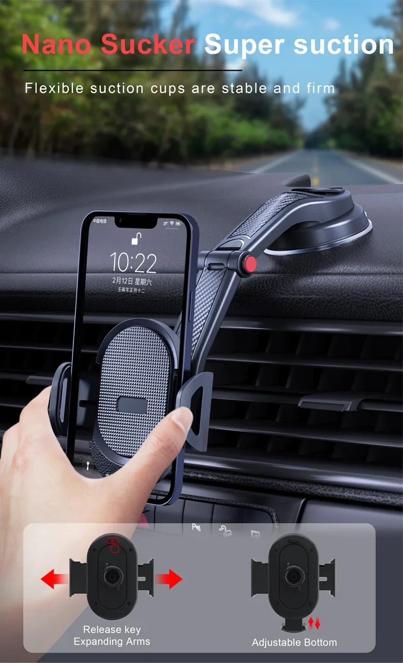 2026 New Universal Sucker Car Phone Holder Windshield Car Dashboard Mobile Cell Support Bracket For IPhone17 16 15 Xiaomi Samsun