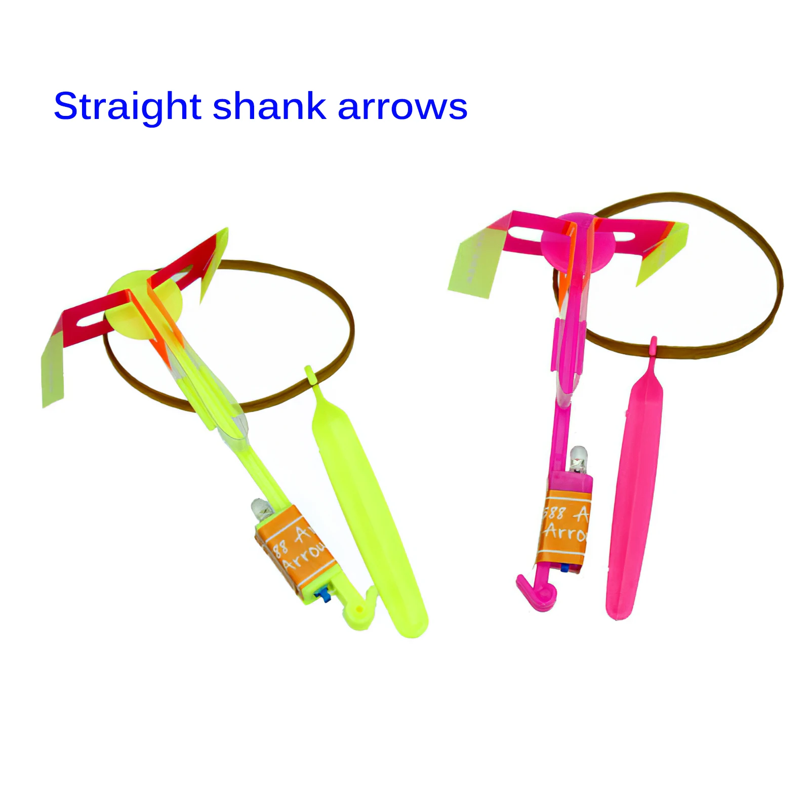 10PCS Outdoor Shining Rocket Flash LED Light Night Kids Luminous Slingshot Toys Shine Slingshot Elastic Helicopter Rotating Toy