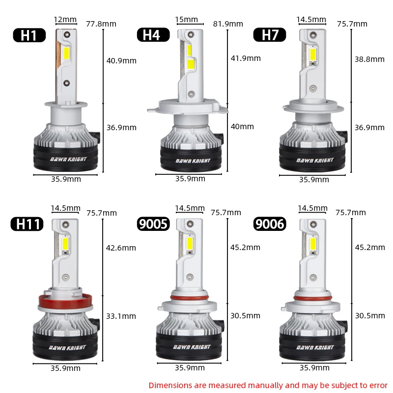 DAWNKNIGHT K7C 4300K H7 H4 H11 Led Lamp 3 Copper Tube Led Lights For Car H1 HB3 9005 HB4 9006 12V Led Headlight Bulb