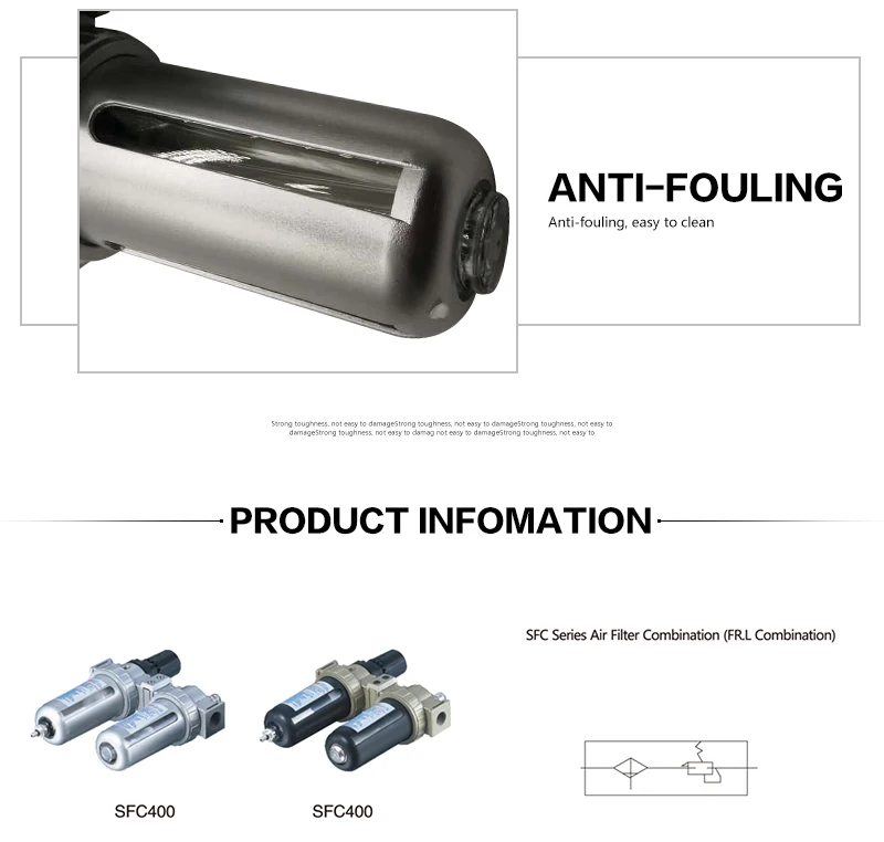 SFC-400 SFC-300 SFC-200 Air Compressor Air Filter Regulator Oil Water Separator Trap Filter Regulator Valve Automatic Drain