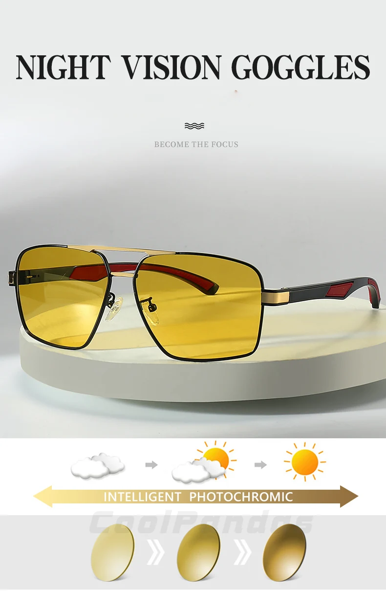 LIOUMO Intelligent Photochromic Sunglasses Men Polarized Night Vision Goggle Women Anti-Glare Driving Glasses UV400 gafas de sol