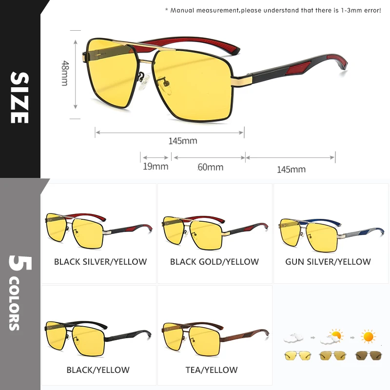 LIOUMO Intelligent Photochromic Sunglasses Men Polarized Night Vision Goggle Women Anti-Glare Driving Glasses UV400 gafas de sol