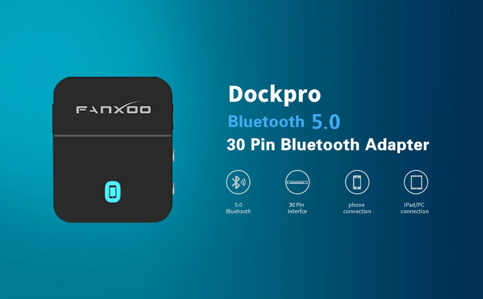 Fanxoo 30 Pin Bluetooth Adapter 5.3 Audio Mini Bluetooth Receiver For Bose Sounddock JBL YAMAHA IPhone IPod Jack Analog Speaker